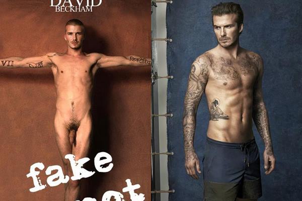 Jogador David Beckham pelado exibindo a rola